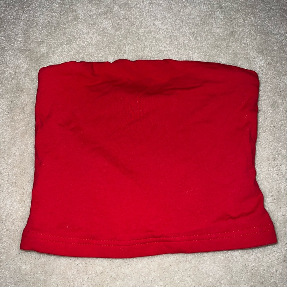 Aritzia Red Strapless Crop Tube Top
